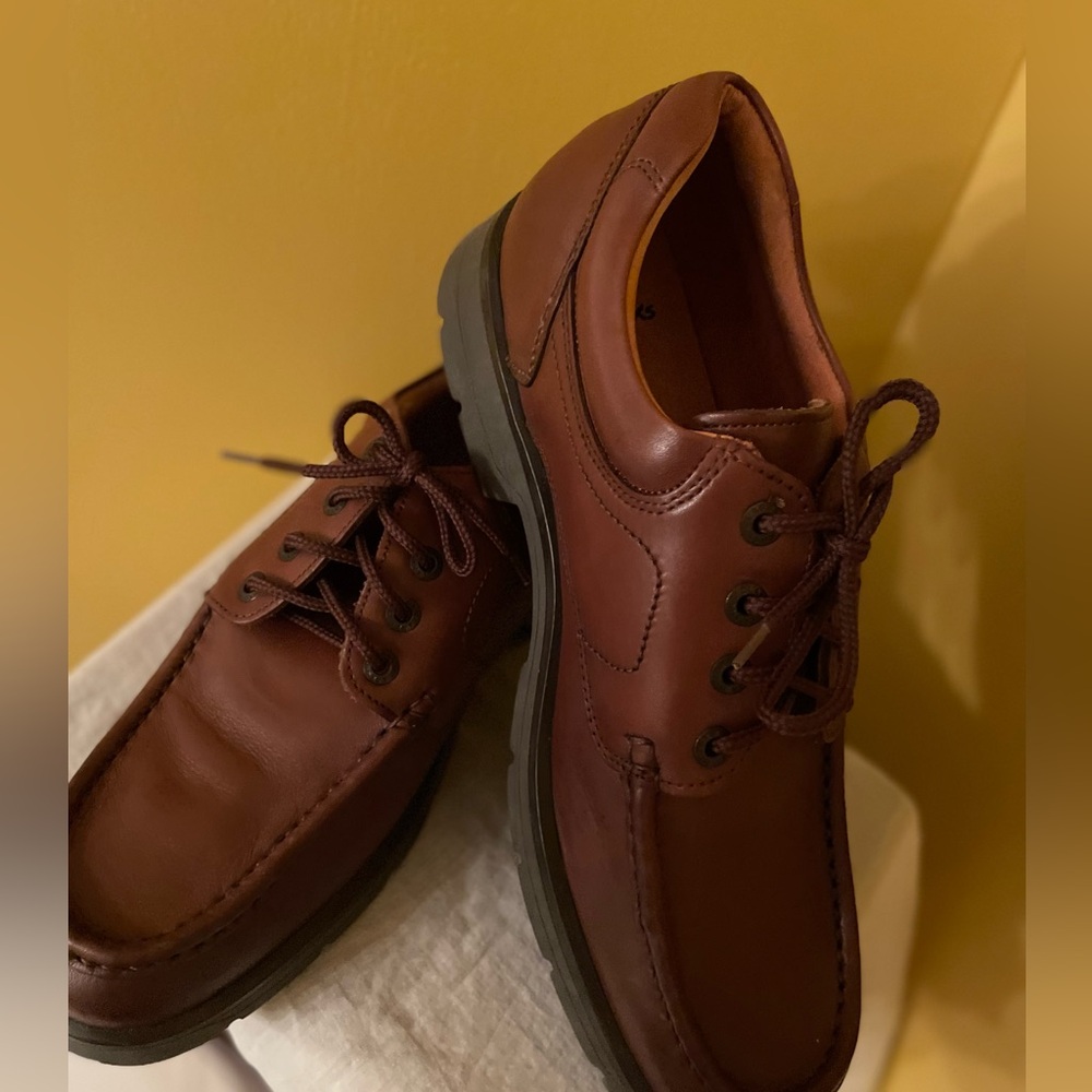 Clarks Stromchase Cognac Dark Brown Leather Loafer Dress Shoes Men’s 11